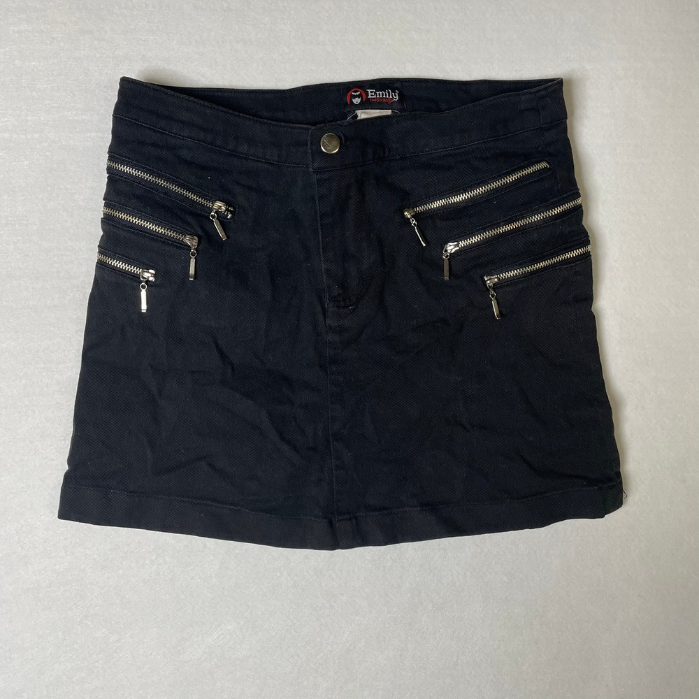 Emily‎ the Strange Black Mini Skirt with Zipper Detail Size 27/28 See Photos